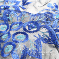 Ναυτικό Μπλε Floral Beaded κέντημα Lace Fabric